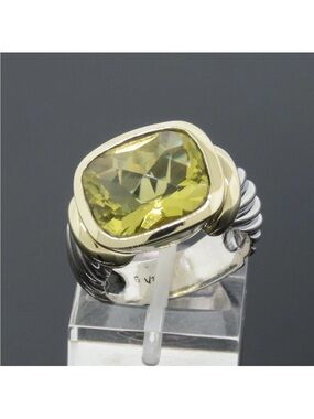 David Yurman Green Yellow citrine Gemstone Two-Tone Ring